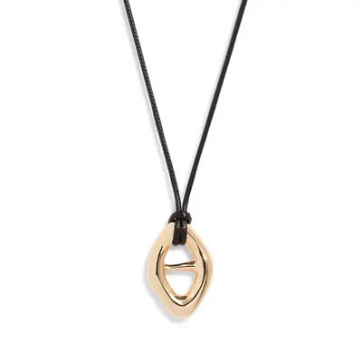Open Edit Convex Slider Cord Pendant Necklace in Black- Silver at Nordstrom | Nordstrom