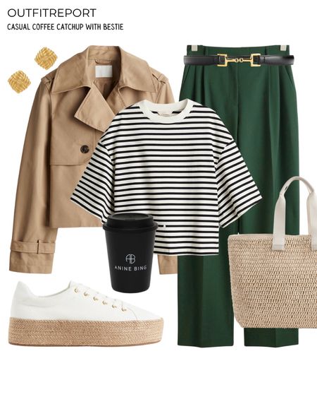 Green trousers styling outfit spring cropped trench coat canvas sneakers white trainers 

#LTKshoecrush #LTKitbag #LTKstyletip