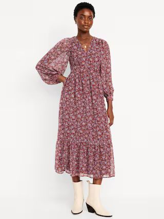 Waist-Defined Chiffon Maxi Dress | Old Navy (US)