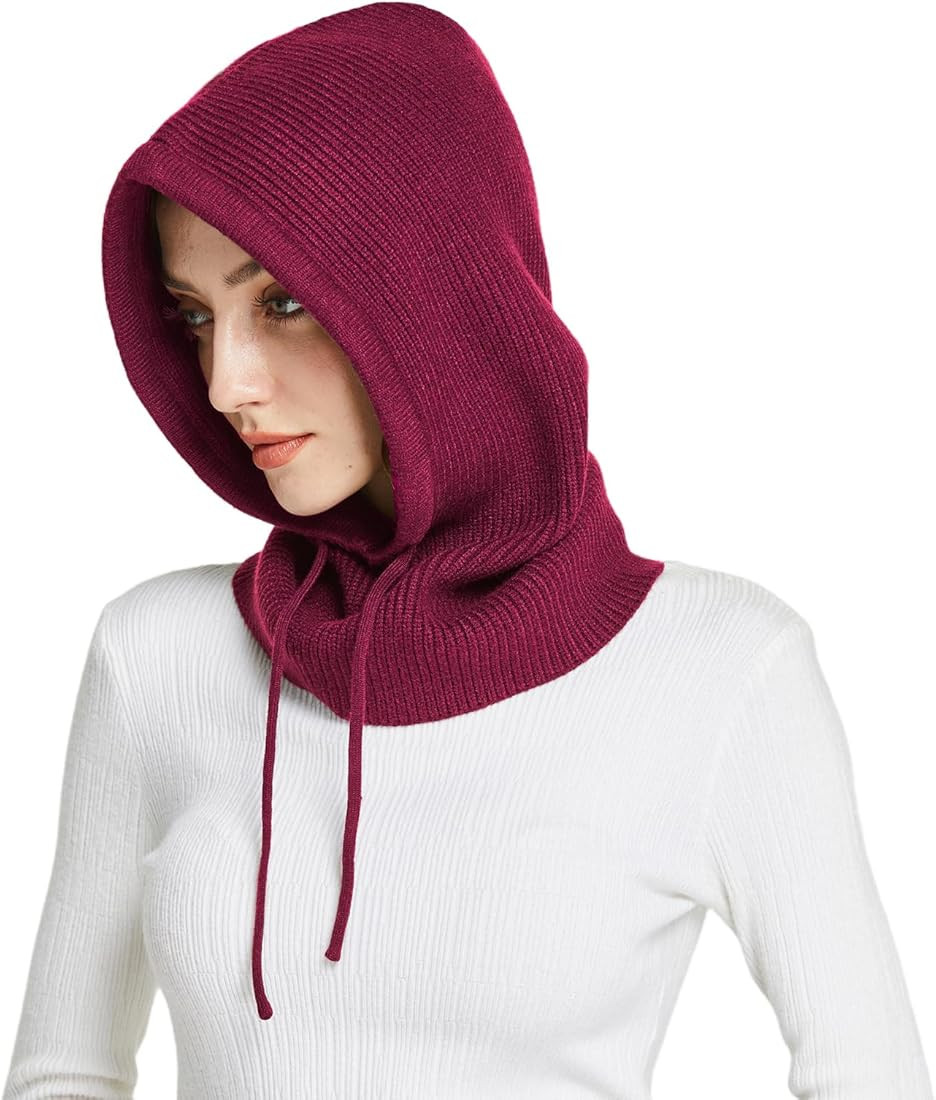 Facecozy Winter Hats for Women, Wool Blend Hooded Scarf Hat for Women Balaclava Knit Skull Cap Be... | Amazon (US)