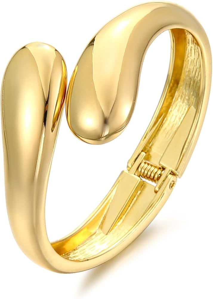 Chunky Gold/Silver Bangle Bracelets for Women Thick Arm Cuff Bangle Bracelet Wrist Wrap Bracelet ... | Amazon (US)