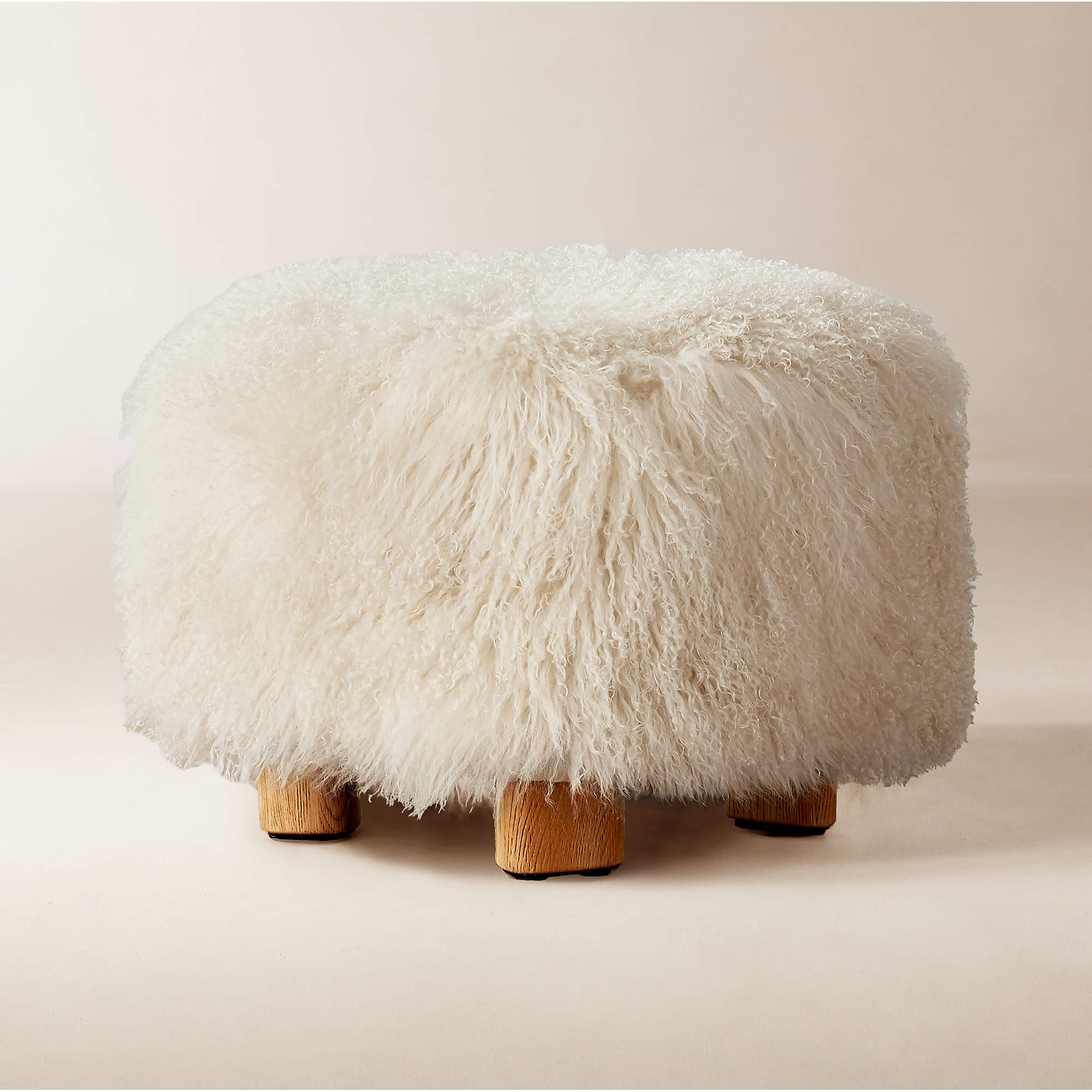 Bozzi Mongolian Sheepskin Ottoman + Reviews | CB2 | CB2