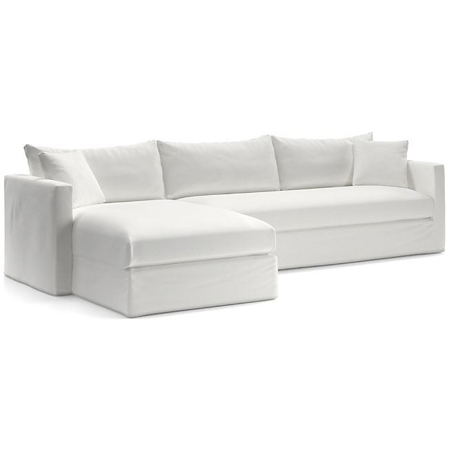 Willow II Slipcovered Left-Arm Chaise 2-Piece Sectional Sofa + Reviews | Crate & Barrel | Crate & Barrel