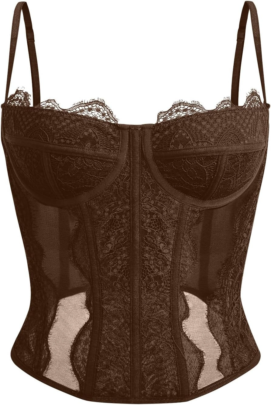 Corset Tops for Women Going Out Fall Fashion Crop Sexy Lace Outfit | Amazon (US)