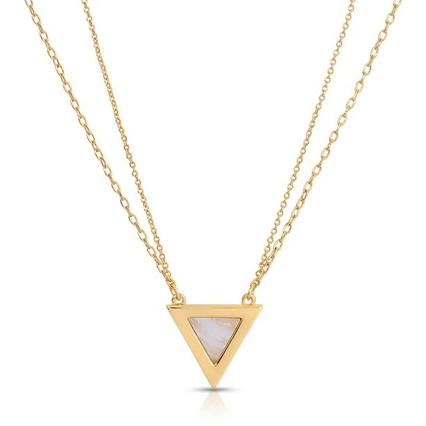 Michelle Campbell Jewelry Women's Triad Stone Inlay Necklace, Brass with 14k Yellow Gold Overlay ... | Walmart (US)