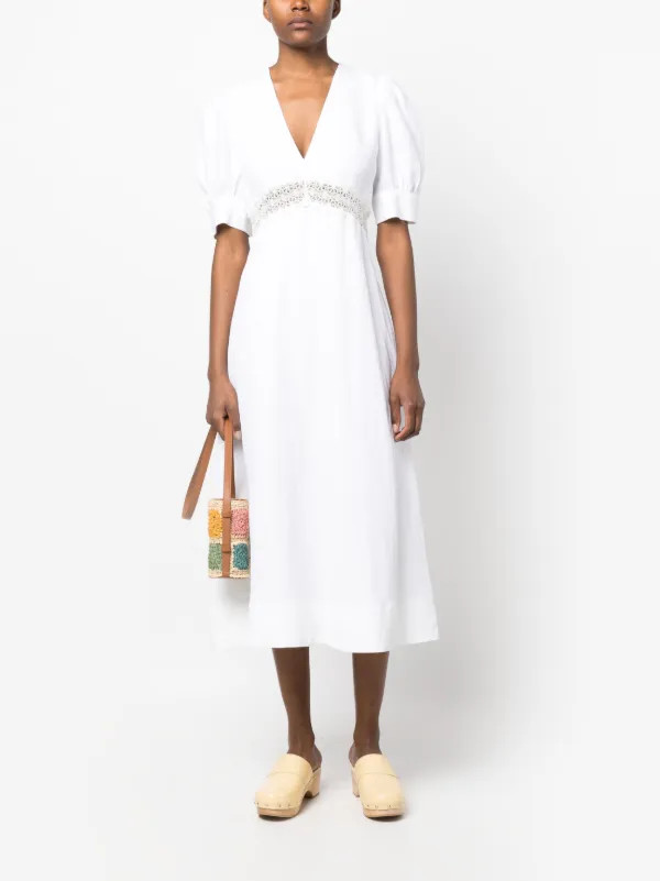 Claudie Pierlot Embroidered Openwork Midi Dress - Farfetch | Farfetch Global