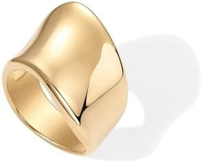 PAVOI 14K Gold Plated Chunky Statement Ring for Women | Stainless Steel Hypoallergenic Wide Stack... | Amazon (US)