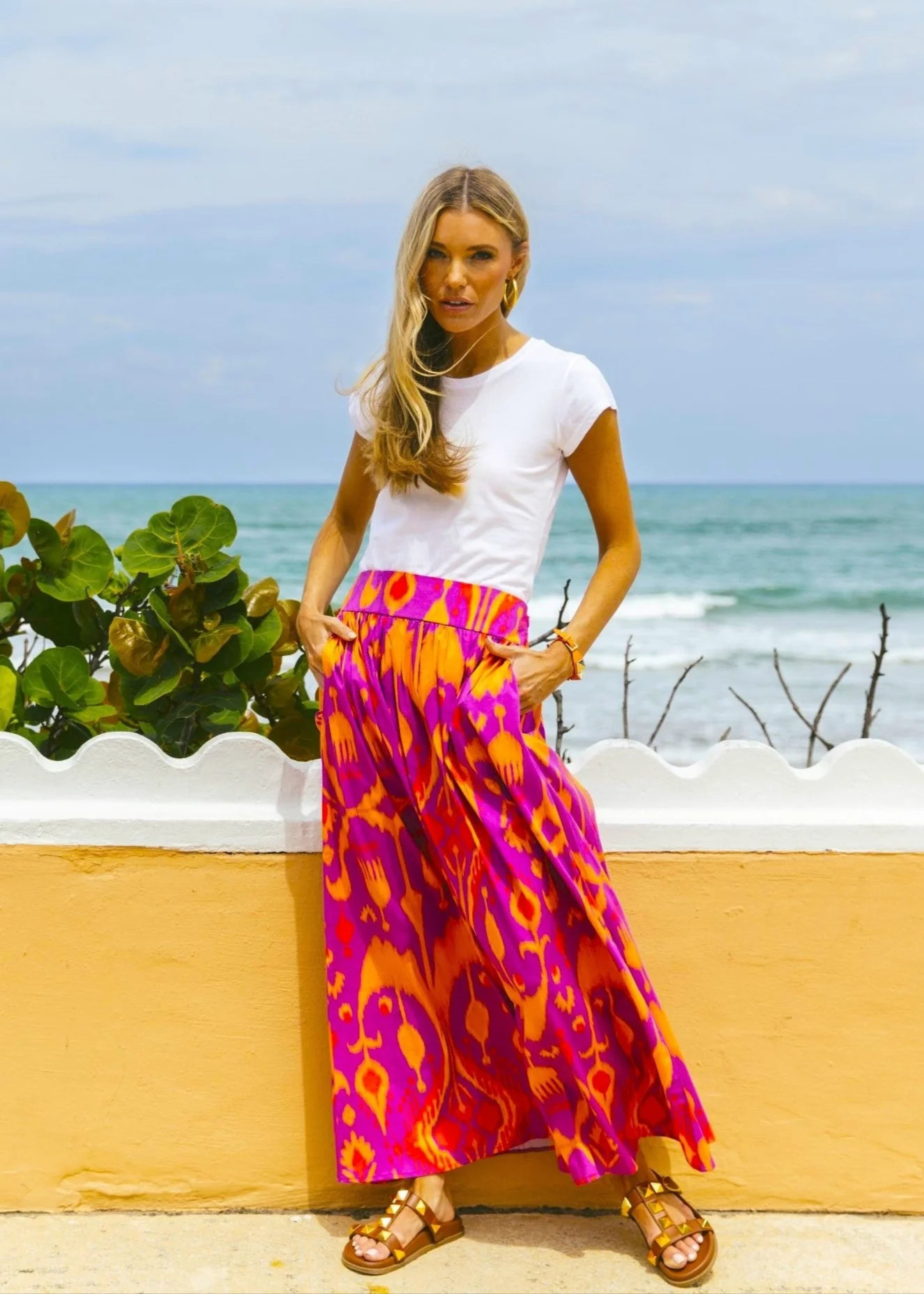 Sheridan French I Spring 2024 I Lillian Skirt in Sunset Ikat | Sheridan French