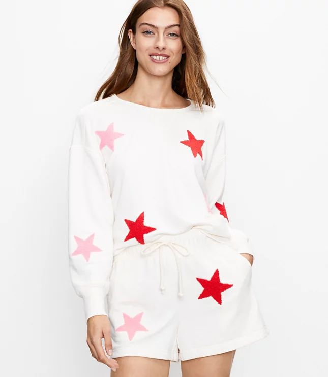 Petite Lou & Grey Star Cozy Cotton Terry Sweatshirt | LOFT