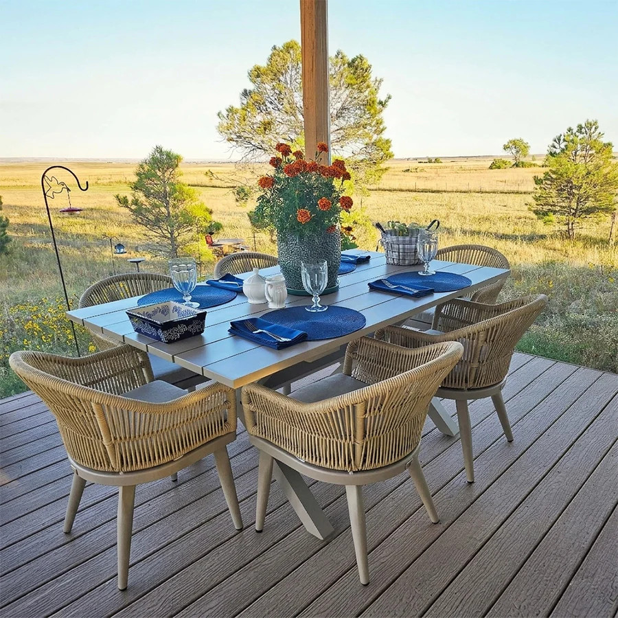 PURPLE LEAF 7/9/11 Pieces Outdoor Dining Set Aluminium Dining Table and Woven Rattan Chairs Dinin... | Purple Leaf