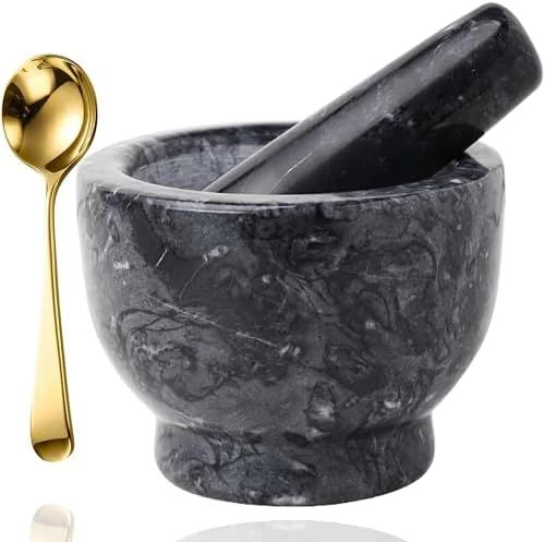 Granite Guacamole Mortar and Pestle with Spoon Molcajete Marble Mortar and Pestle Set Spice Crush... | Amazon (US)