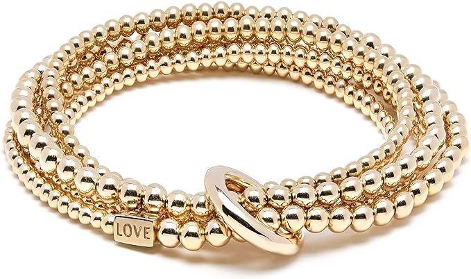 Annie Haak Yard of Love Gold Plated Silver Beaded Bracelet with Solid Binding Ring, Gold Plated S... | Amazon (UK)