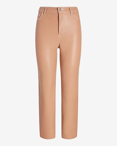 Super High Waisted Faux Leather Straight Leg Pant | Express