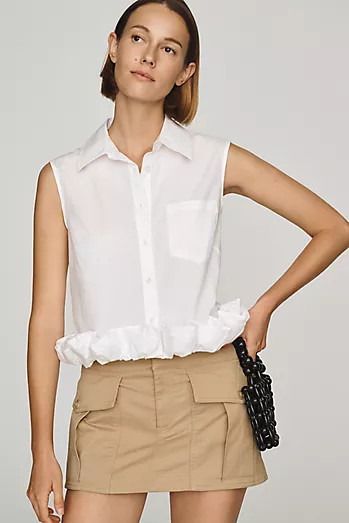 Maeve Cotton Ruffle Lace Top | Anthropologie (US)