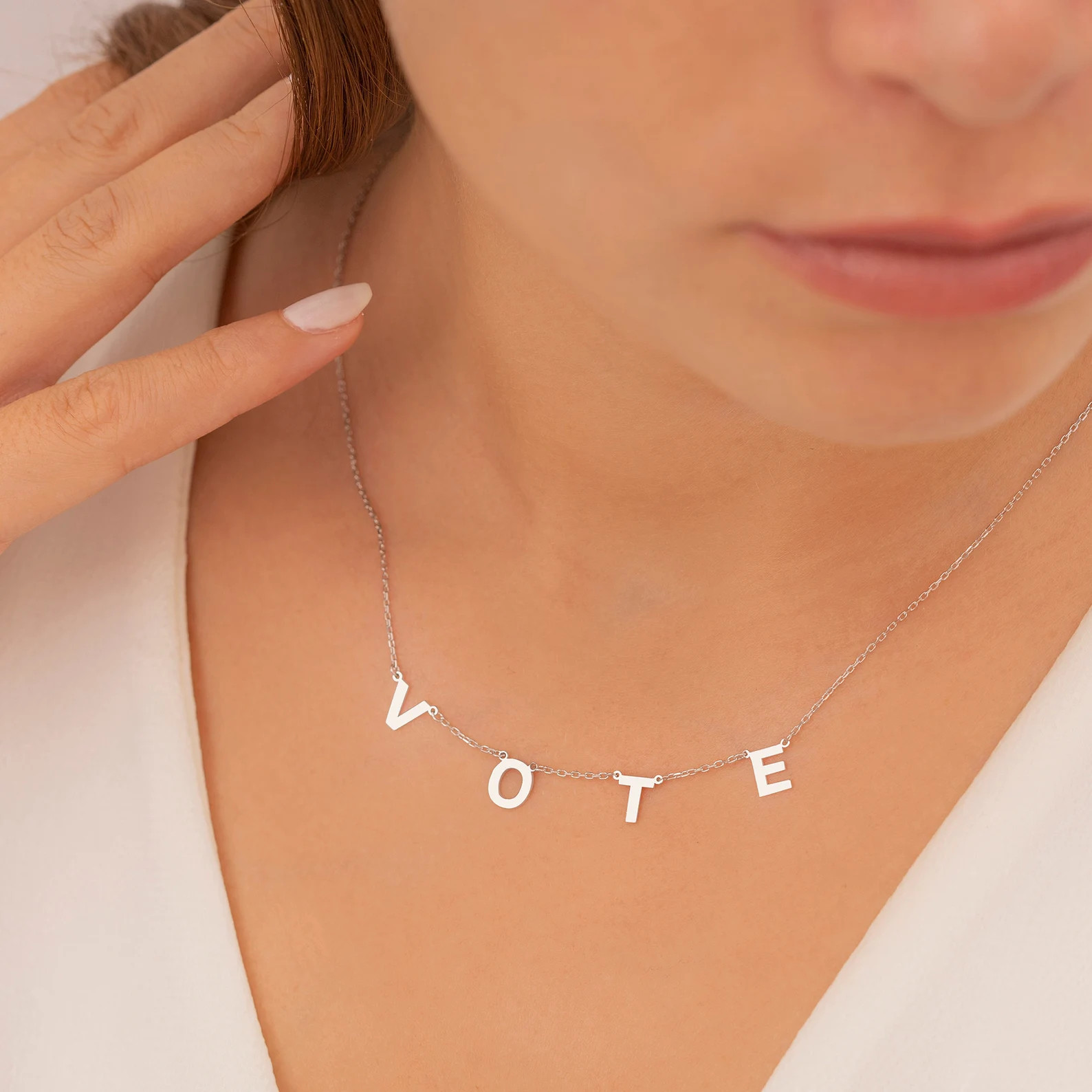 Vote Necklace, Michelle Obama 14K Gold Necklace, Gold Vote Choker, Silver Vote Pendant, Letter Ne... | Etsy (US)