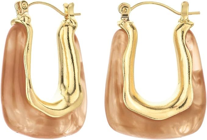 Geometric Acrylic Resin U Shape Hoop Earrings Bohemian Minimalist Statement Gold Huggie Earring f... | Amazon (US)