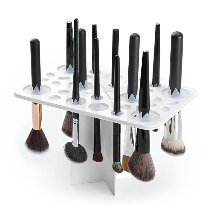 Makeup Brushes Drying Rack, Brushes Dryer, Collapsible 28 Slot Acrylic Brush Holder Stand Tree Tr... | Amazon (US)