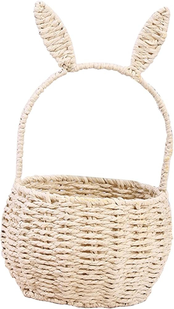Baoblaze Woven Basket Easter Basket with Bunny Ears Easter Decoration Storage Basket with Handle ... | Amazon (CA)