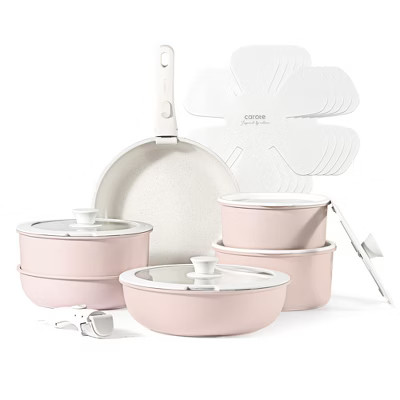 CAROTE 18pc Nonstick Cookware Set: Detachable Handle, Pink | Target