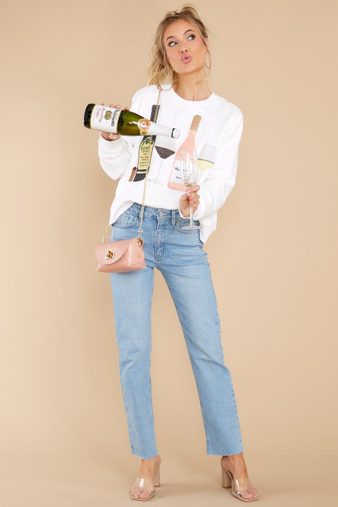 Wine White Sweatshirt | Red Dress 