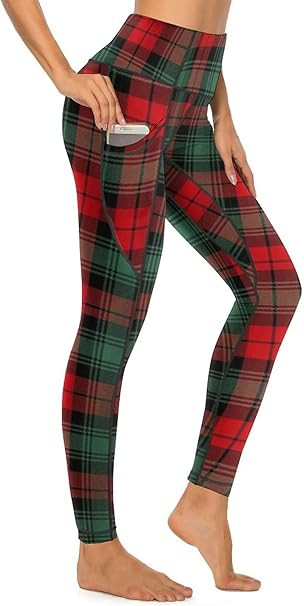 QIVICIMA Womens High Waist Workout Leggings Halloween Christmas Gym Plaid Printed Tummy Control Y... | Amazon (US)