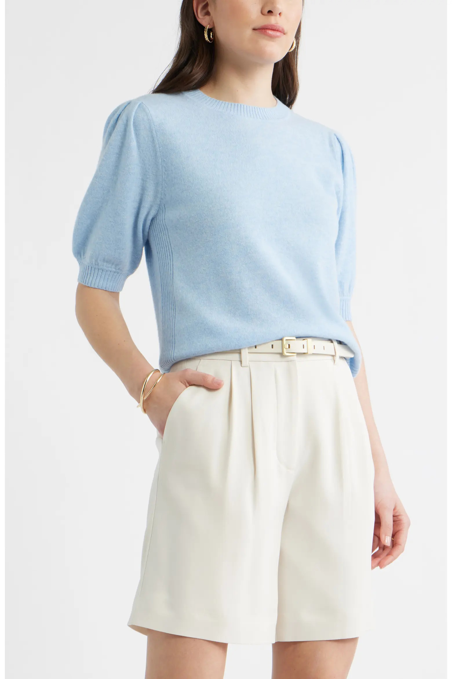 Caslon\u00ae Puff Sleeve Wool & Cashmere Sweater (Women) | Nordstrom | Nordstrom