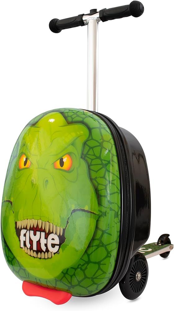 Flyte Scooter Suitcase Folding Kids Luggage - Darwin the Dino, 18 Inch Hardshell, Ride On with Wh... | Amazon (US)