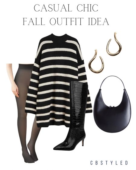 Sharing a simple but chic fall outfit idea! Fall 2023 outfit ideas, casual chic fashion finds, fall outfit of the day, cozy stripe dress for fall 

#LTKstyletip #LTKfindsunder100 #LTKSeasonal