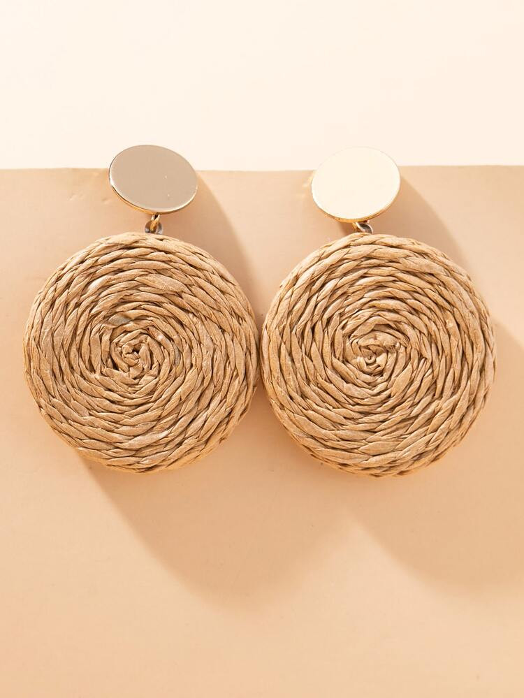 Rattan Round Drop Earrings | SHEIN