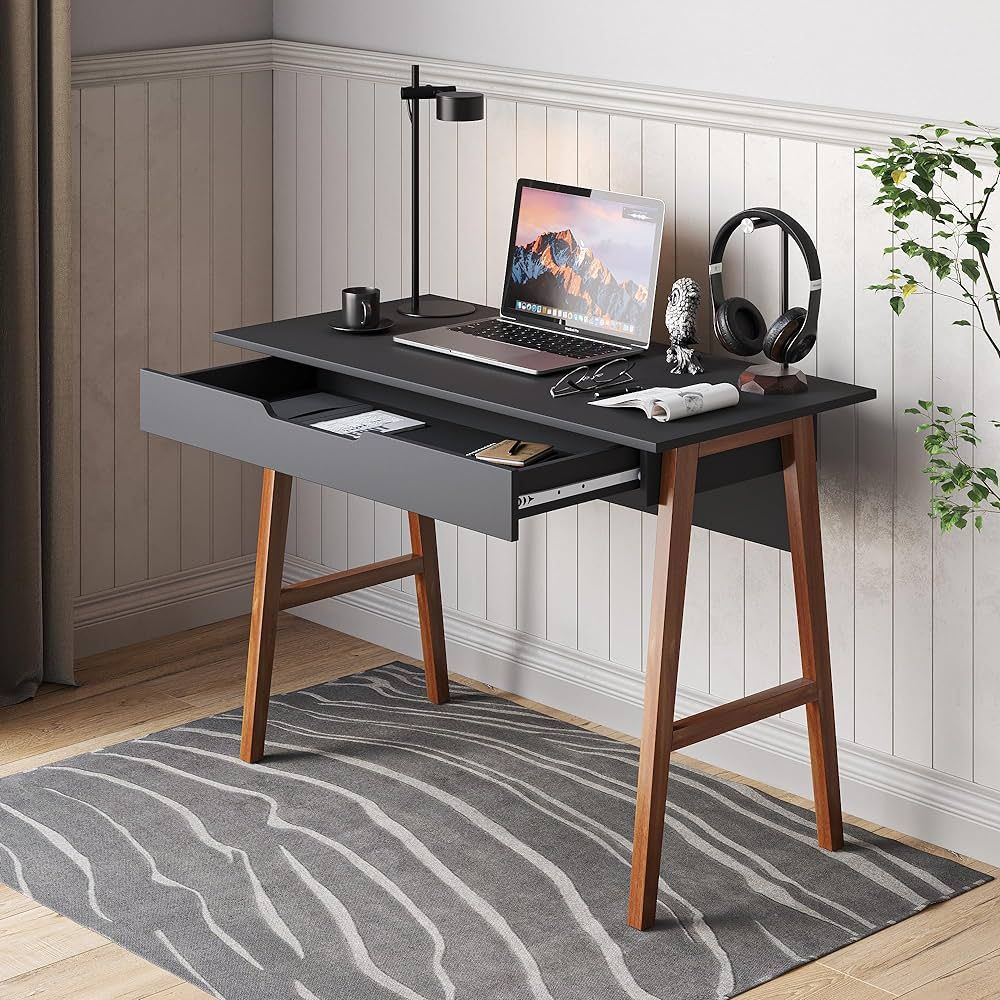 Parma 42 Inch Modern Desk - Home & Office Small Computer Desk with Wide Drawer - Wooden Study Wri... | Amazon (US)