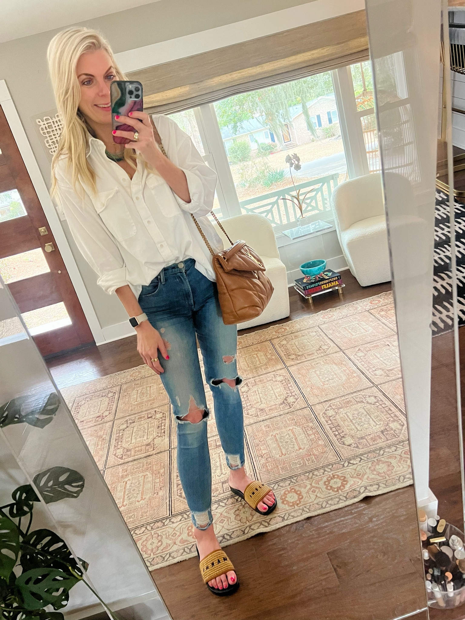 This blouse on repeat in size XS . Sandals on major sale 