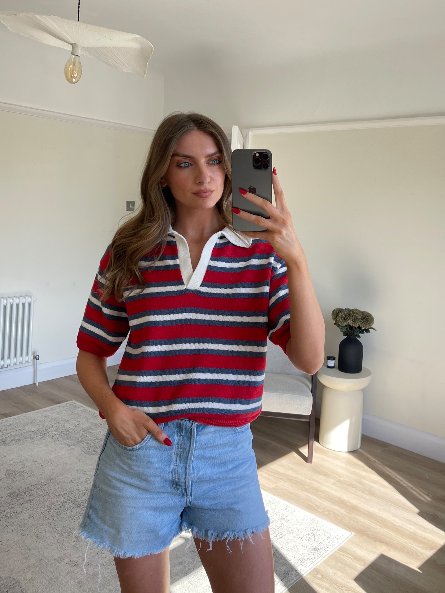 Outfit of the day 
Small in the asos knitted polo 
Older Levi’s denim shorts so similar linked 
