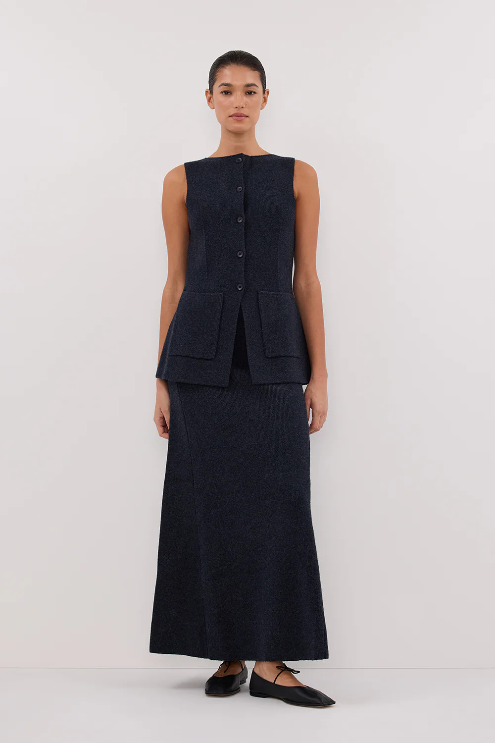 AVA INK LONGINE KNIT VEST | DISSH