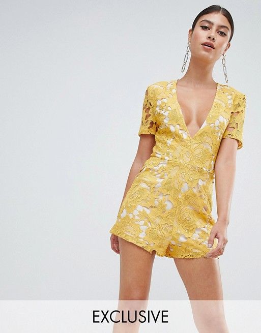 Missguided exclusive plunge lace romper | ASOS US