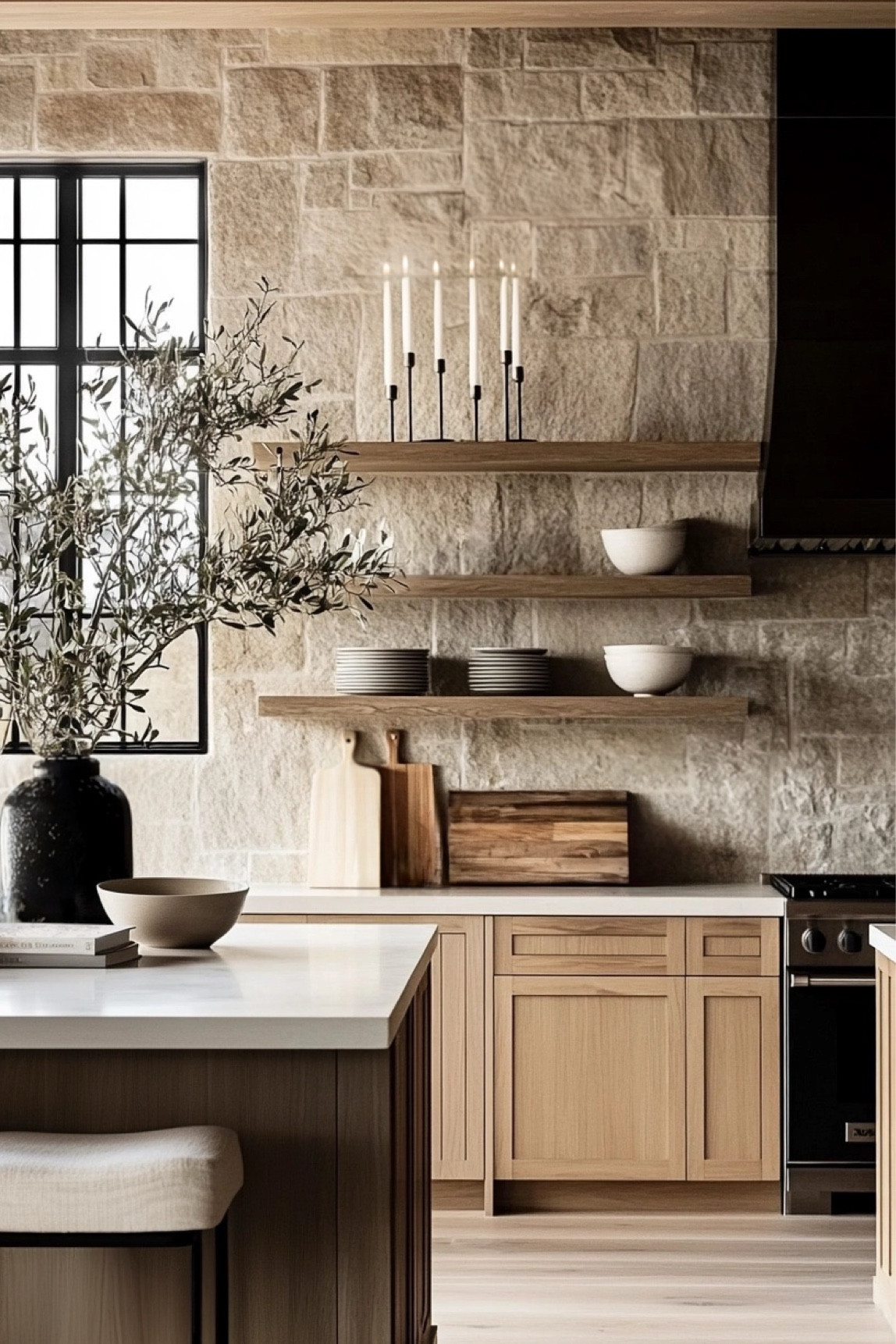 MODERN MOUNTAIN 🖤 stone + wood + black accents- the dreamiest kitchen design 🤌🏼

#LTKHome