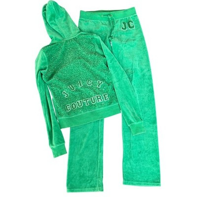 Juicy Couture Y2K Green Velour Tracksuit Set Size S McBling Glam Made in USA | eBay US