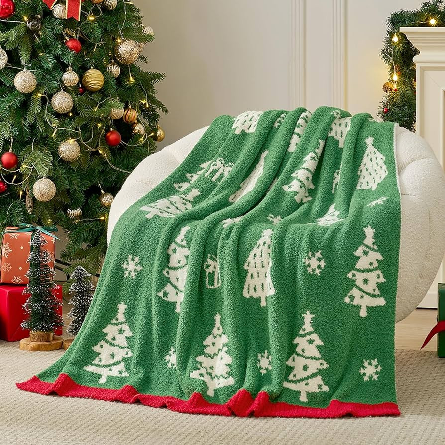 Snuggle Sac Christmas Throw Blanket Green Christmas Tree Blanket 50x60 inches, Ultra Soft Reversi... | Amazon (US)