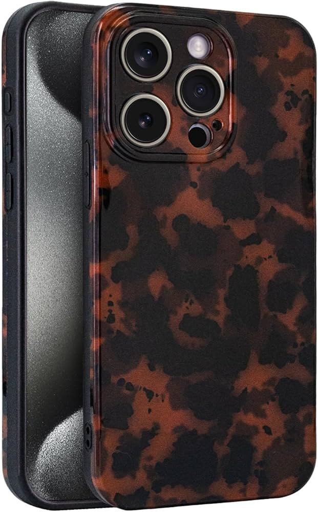 Phone Case for iPhone 15 Pro, Lightweight Tortoiseshell TPU Slim Phone Cover for Women, Drop Prot... | Amazon (US)