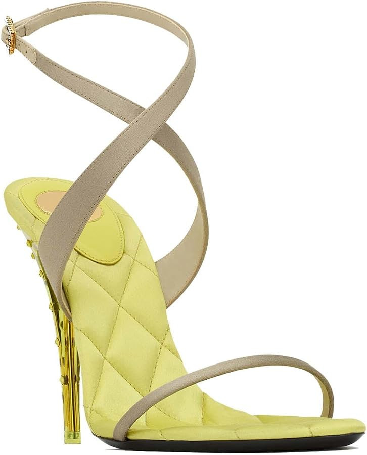 Rhinestone Strappy Sandal Women Stiletto Heel Point Toe Ankle Strap Shoes | Amazon (US)