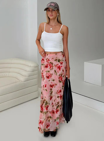 Vespera Maxi Skirt Pink | Princess Polly US