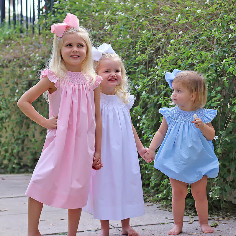 Shine Like A Pearl Blue Smocked Bubble | Classic Whimsy