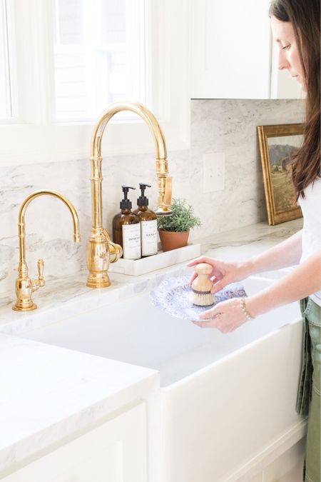 Fireclay sink with Unlacquered brass faucet 

#LTKSeasonal #LTKhome #LTKfindsunder50