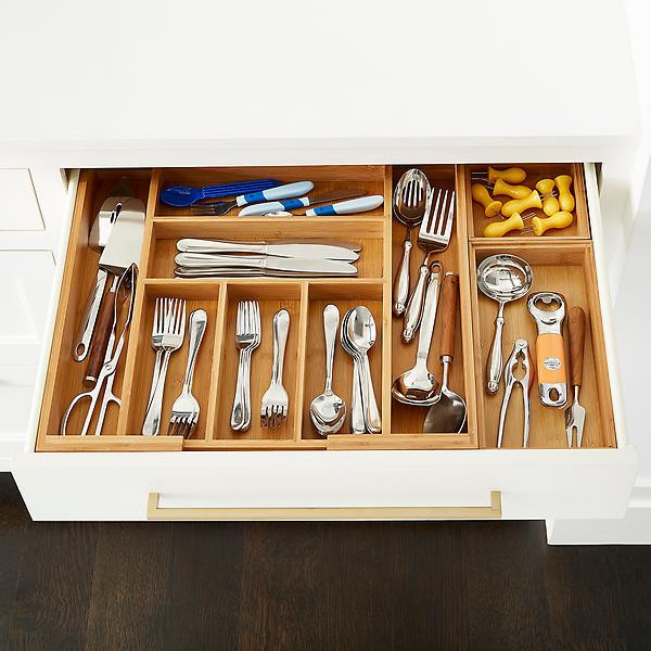 Expandable Bamboo Flatware Tray | The Container Store
