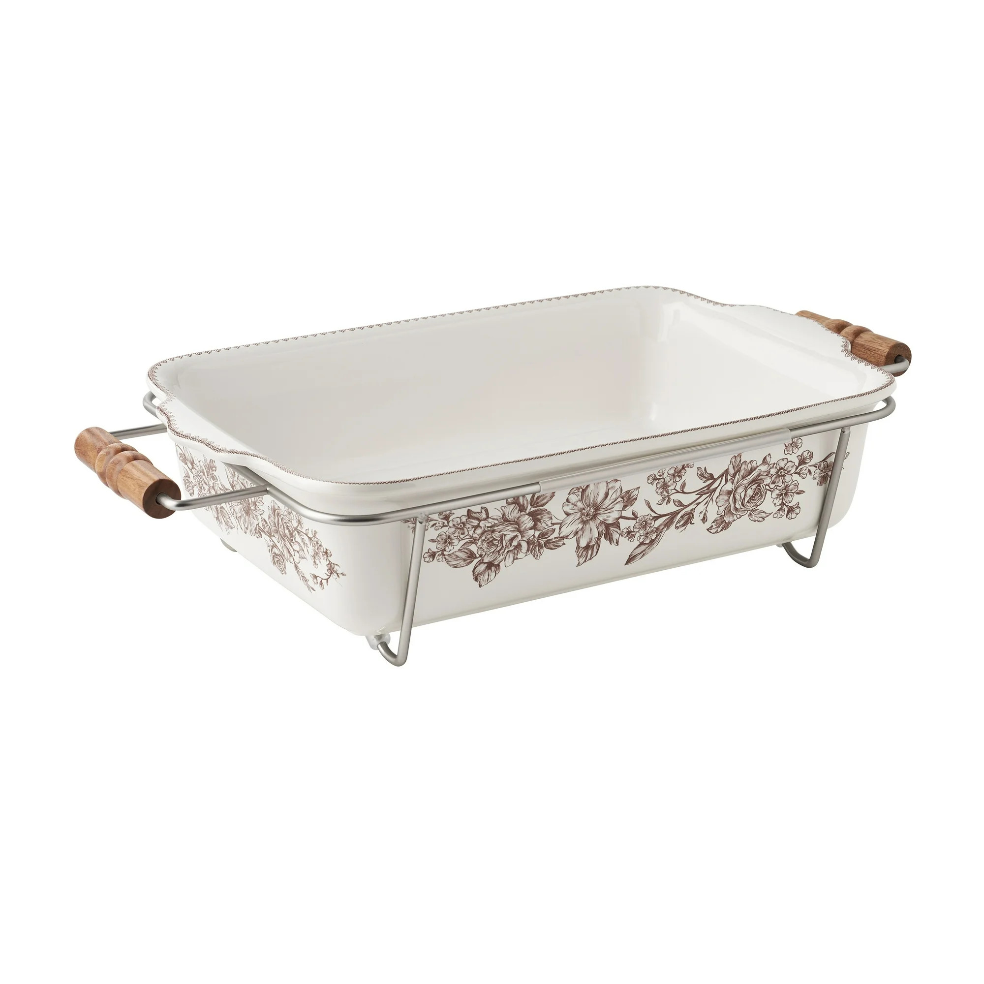 The Pioneer Woman Agatha Stoneware Baker with Stand, Brown | Walmart (US)