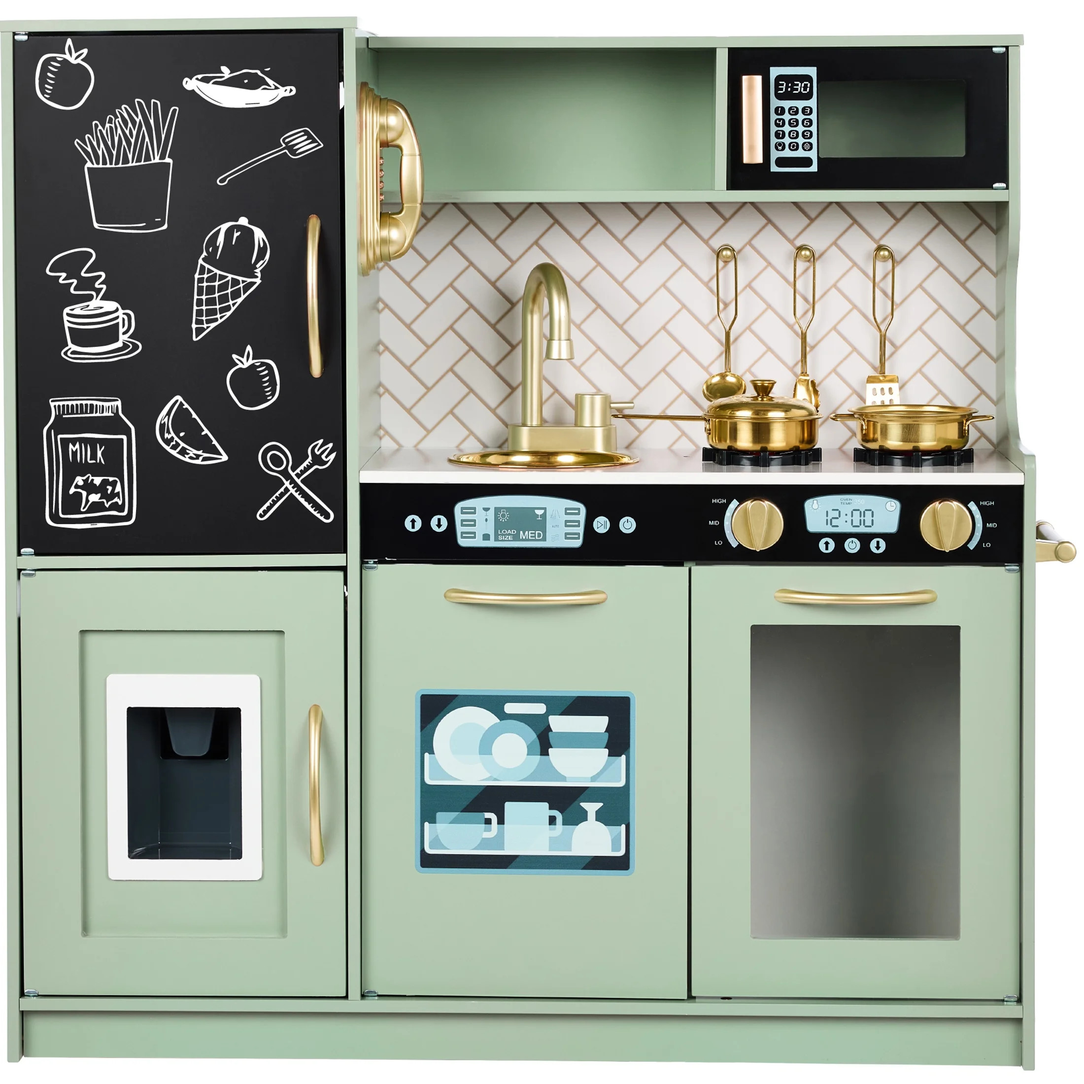 Best Choice Products Pretend Play Kitchen Wooden Toy Set for Kids w/ Telephone, Utensils, Oven, M... | Walmart (US)