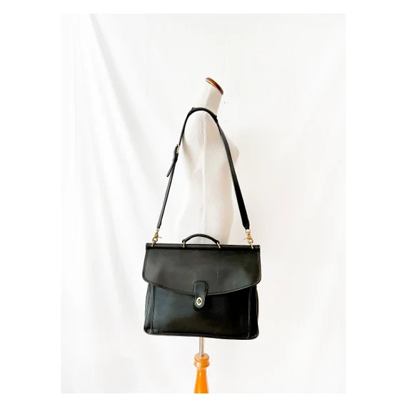 Vintage Coach NY Briefcase Black Leather Shoulder Bag - Etsy | Etsy (US)