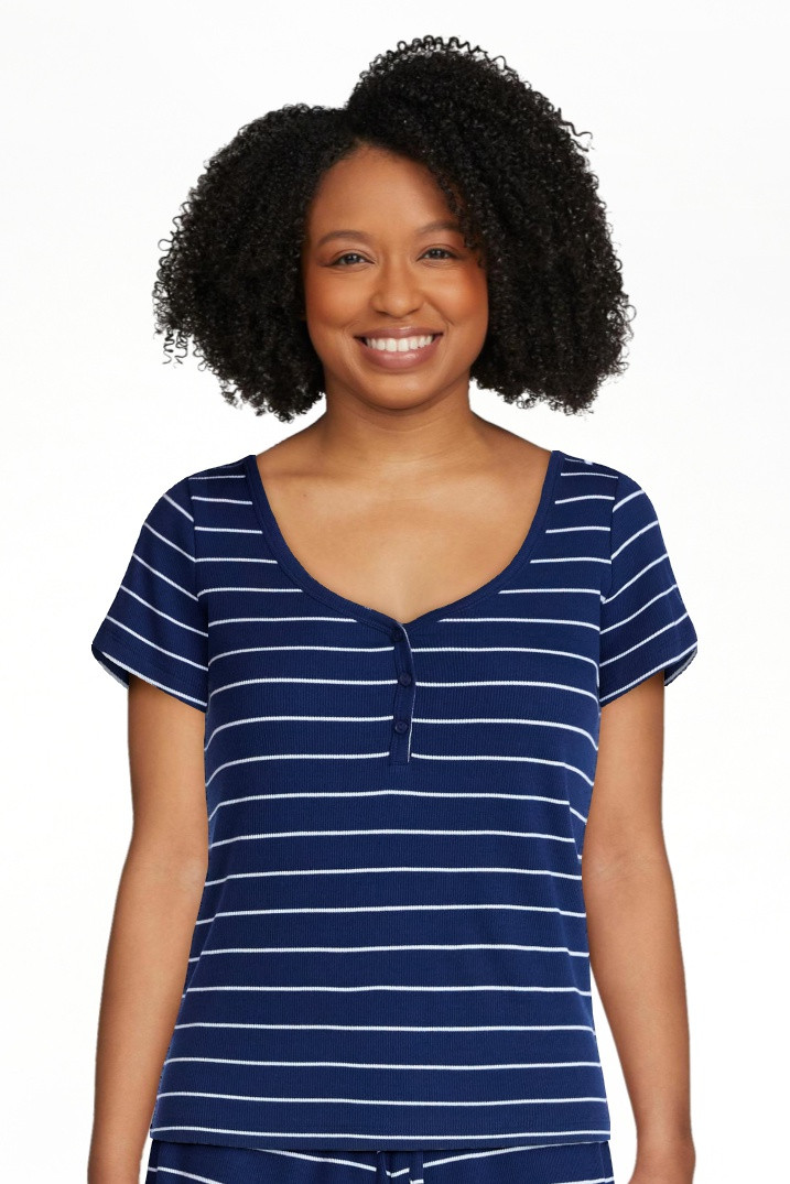 Joyspun Women\u2019s Modal Blend Ribbed Henley Sleep Top, Sizes XS-3X | Walmart (US)