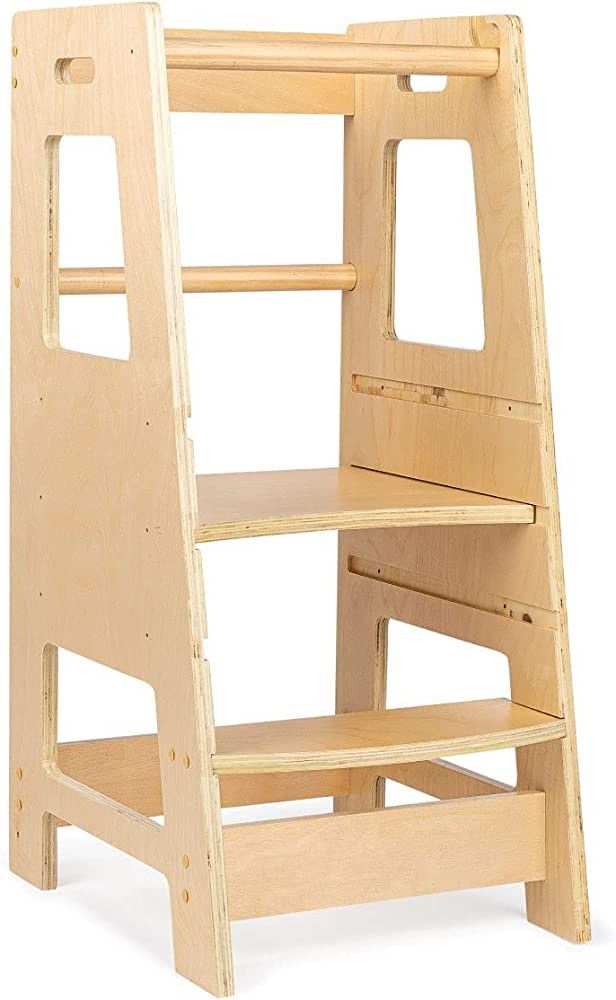 KidzWerks Child Standing Tower, Wood Step Stools for Kids, Toddler Step Stool for Kitchen Counter... | Amazon (US)
