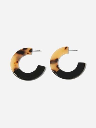 Two Tone Open Hoop Earrings 1pair | ROMWE