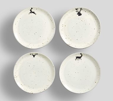 Rustic Reindeer Terra Cotta Salad Plates - Set of 4 | Pottery Barn (US)